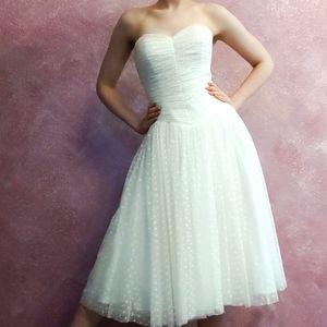 NWT XS Unique Vintage Ivory Swiss Dot Dress